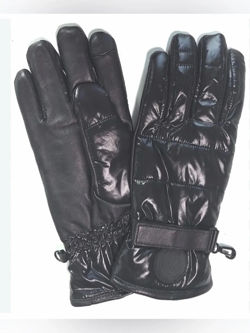 Michael Kors Quilted Nylon and Leather Tech Gloves.